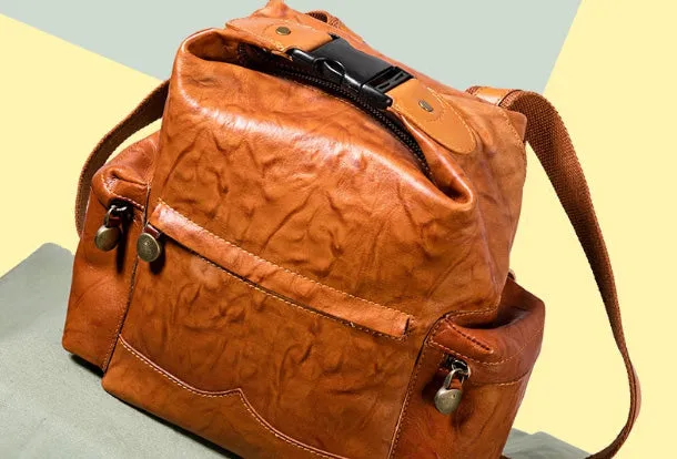 Handmade Genuine Cute Leather Backpack Bag Shoulder Bag Leather Purse For Women