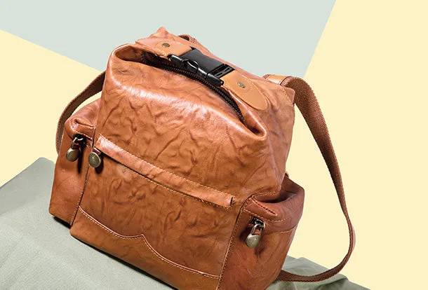 Handmade Genuine Cute Leather Backpack Bag Shoulder Bag Leather Purse For Women