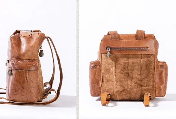 Handmade Genuine Cute Leather Backpack Bag Shoulder Bag Leather Purse For Women