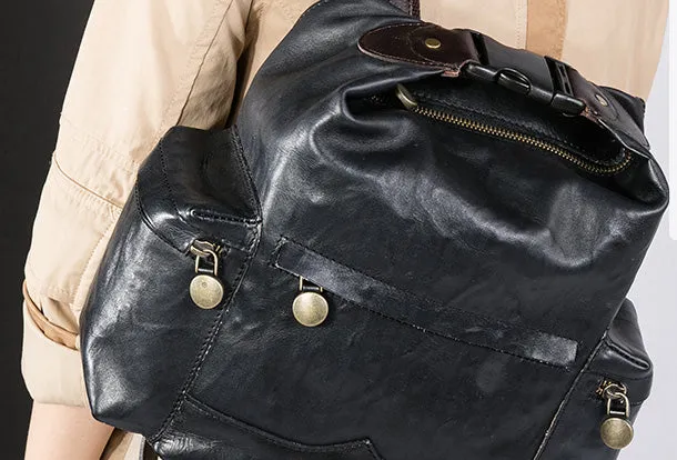 Handmade Genuine Cute Leather Backpack Bag Shoulder Bag Leather Purse For Women