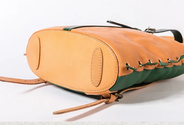 Handmade Genuine Leather Backpack Bag Bucket Bag Handbag Shoulder Bag Leather Purse For Women