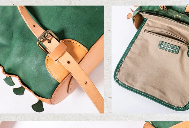 Handmade Genuine Leather Backpack Bag Bucket Bag Handbag Shoulder Bag Leather Purse For Women