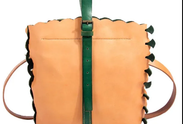 Handmade Genuine Leather Backpack Bag Bucket Bag Handbag Shoulder Bag Leather Purse For Women