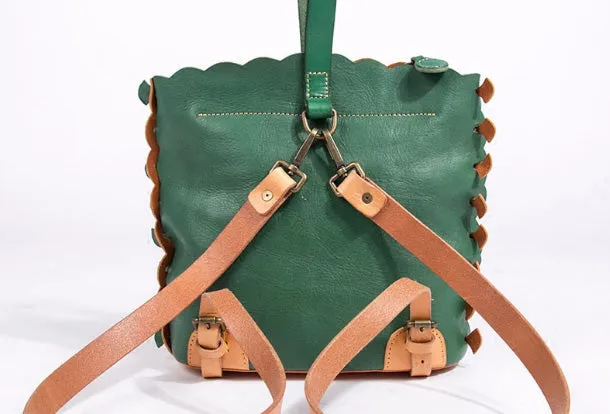 Handmade Genuine Leather Backpack Bag Bucket Bag Handbag Shoulder Bag Leather Purse For Women