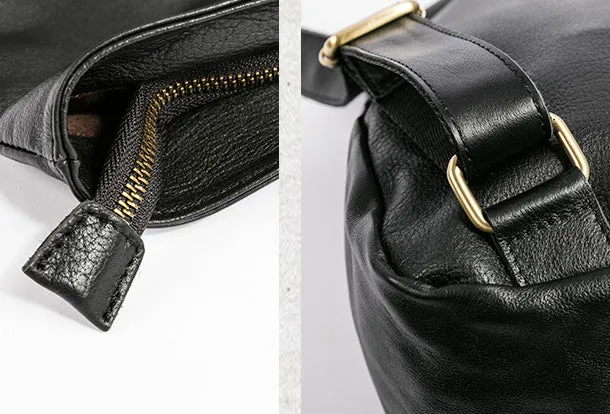 Handmade Genuine Leather Backpack Bag Shoulder Bag Black Women Leather Purse