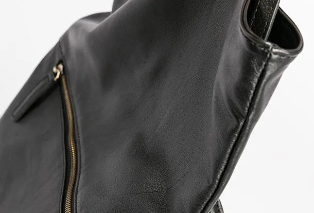 Handmade Genuine Leather Backpack Bag Shoulder Bag Black Women Leather Purse