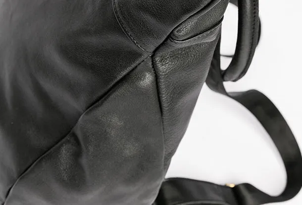 Handmade Genuine Leather Backpack Bag Shoulder Bag Black Women Leather Purse