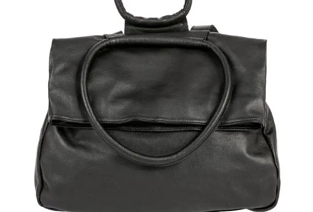 Handmade Genuine Leather Backpack Bag Shoulder Bag Black Women Leather Purse