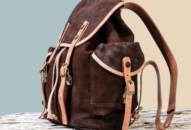 Handmade Genuine Leather Backpack Bag Travel bag Black Women Leather Purse