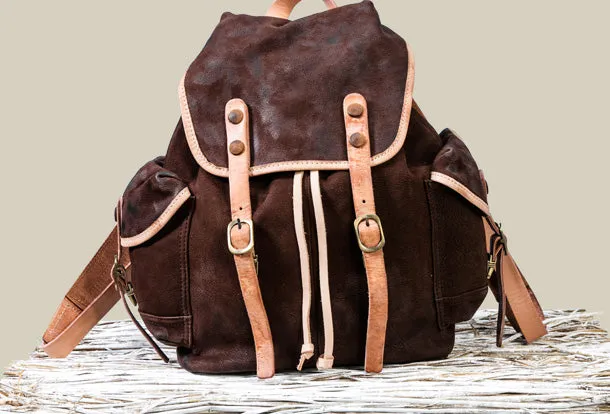 Handmade Genuine Leather Backpack Bag Travel bag Black Women Leather Purse