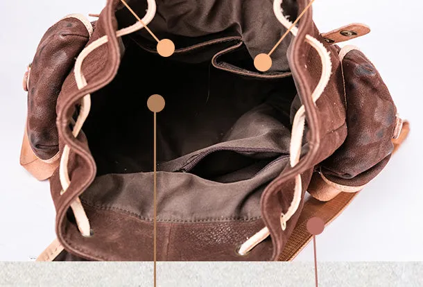 Handmade Genuine Leather Backpack Bag Travel bag Black Women Leather Purse