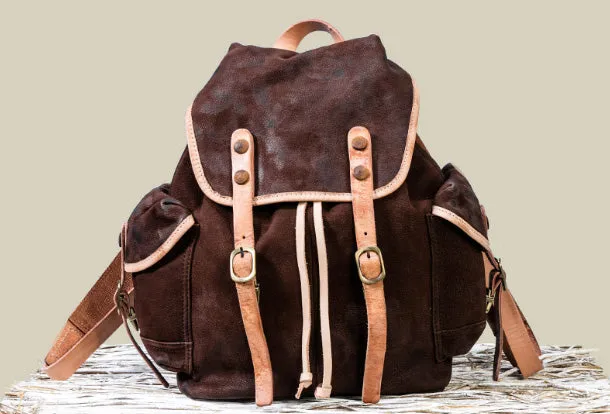 Handmade Genuine Leather Backpack Bag Travel bag Black Women Leather Purse