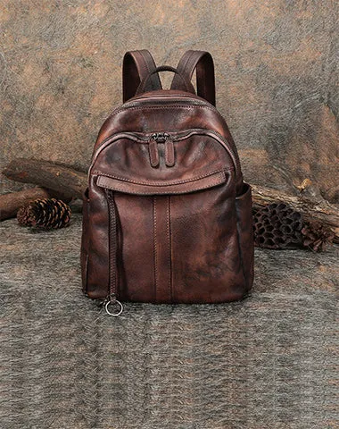 Handmade Green Leather Backpacks Womens Best School Rucksack Ladies Leather Backpack Purses