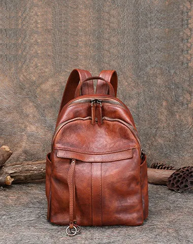 Handmade Green Leather Backpacks Womens Best School Rucksack Ladies Leather Backpack Purses