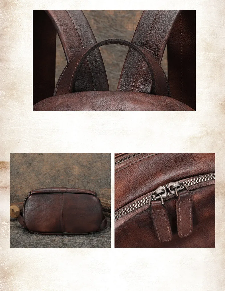 Handmade Green Leather Backpacks Womens Best School Rucksack Ladies Leather Backpack Purses