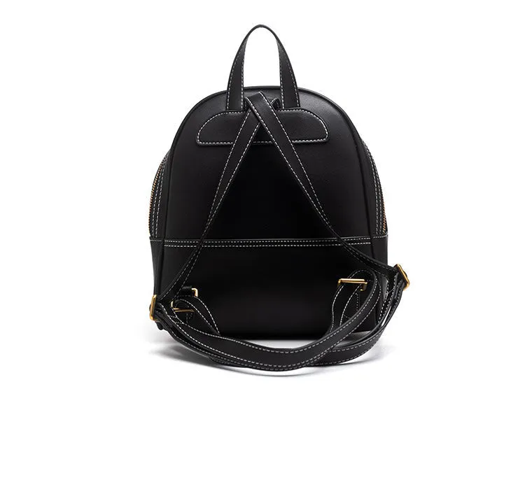 Handmade Ladies Black Leather Small Backpack Deer Tooled Womens Leather Rucksack