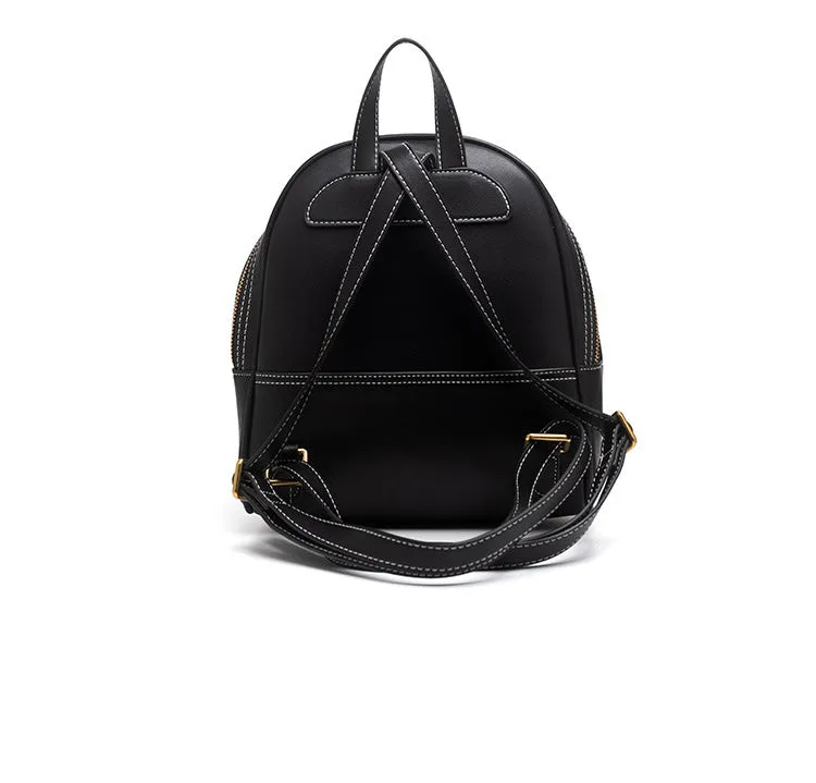 Handmade Ladies Black Leather Small Backpack Fox Tooled Womens Leather Rucksack