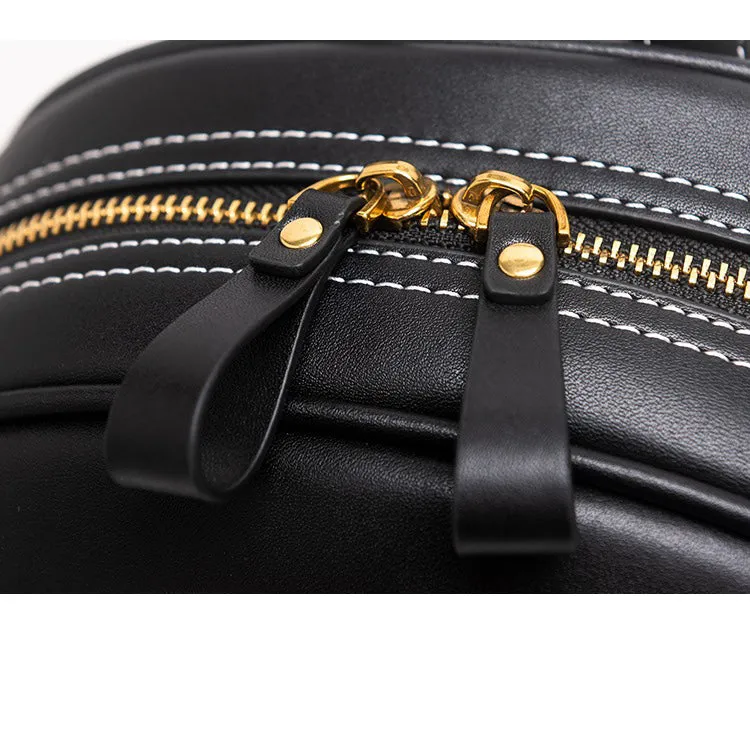 Handmade Ladies Black Leather Small Backpack Fox Tooled Womens Leather Rucksack