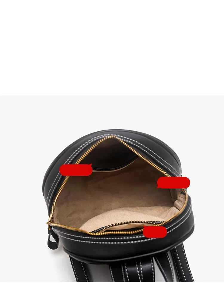 Handmade Ladies Black Leather Small Backpack Pray Girl Tooled Womens Leather Rucksack