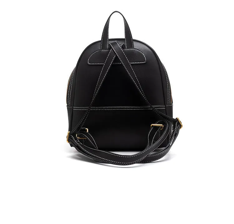 Handmade Ladies Black Leather Small Backpack Pray Girl Tooled Womens Leather Rucksack