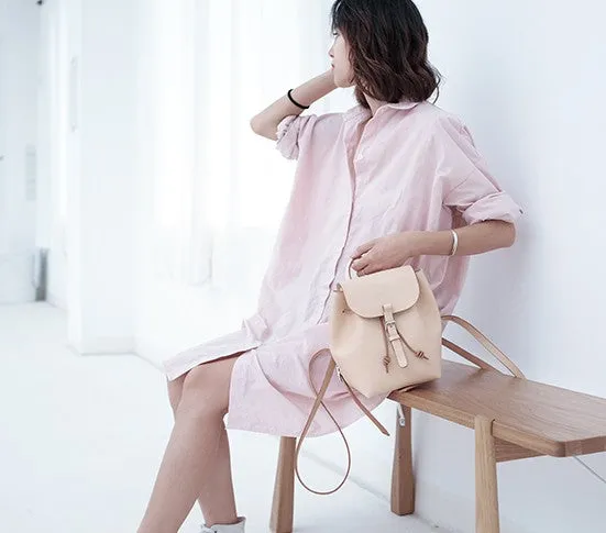 Handmade Leather Beige Womens Backpack Travel Backpack School Backpack for Women