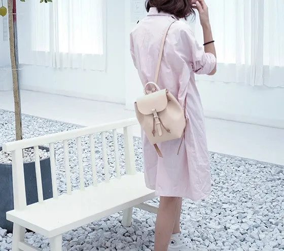 Handmade Leather Beige Womens Backpack Travel Backpack School Backpack for Women