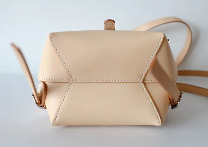 Handmade Leather Beige Womens Backpack Travel Backpack School Backpack for Women