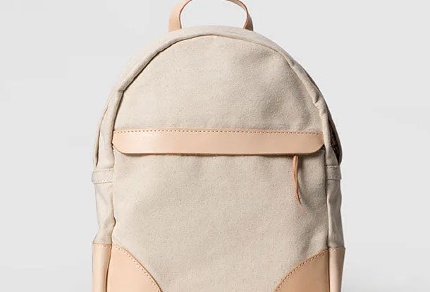 Handmade Leather canvas backpack shoulder purse for women leather shoulder bag
