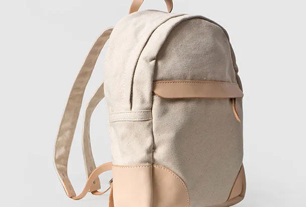 Handmade Leather canvas backpack shoulder purse for women leather shoulder bag