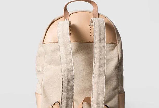 Handmade Leather canvas backpack shoulder purse for women leather shoulder bag