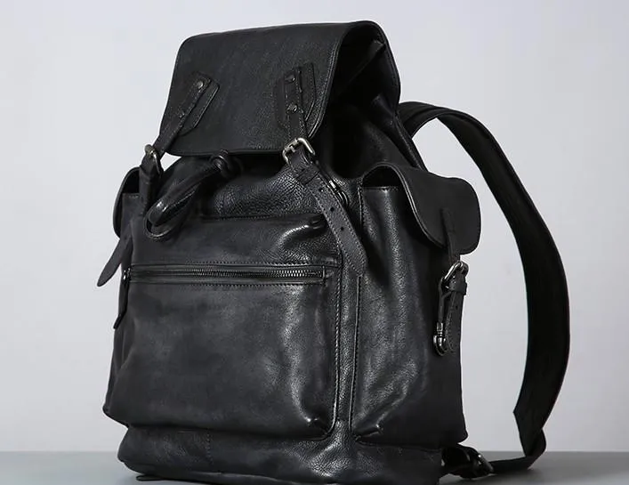 Handmade Leather Mens Cool Backpack Large Travel Backpack Hiking Backpack for Men