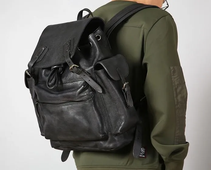 Handmade Leather Mens Cool Backpack Large Travel Backpack Hiking Backpack for Men