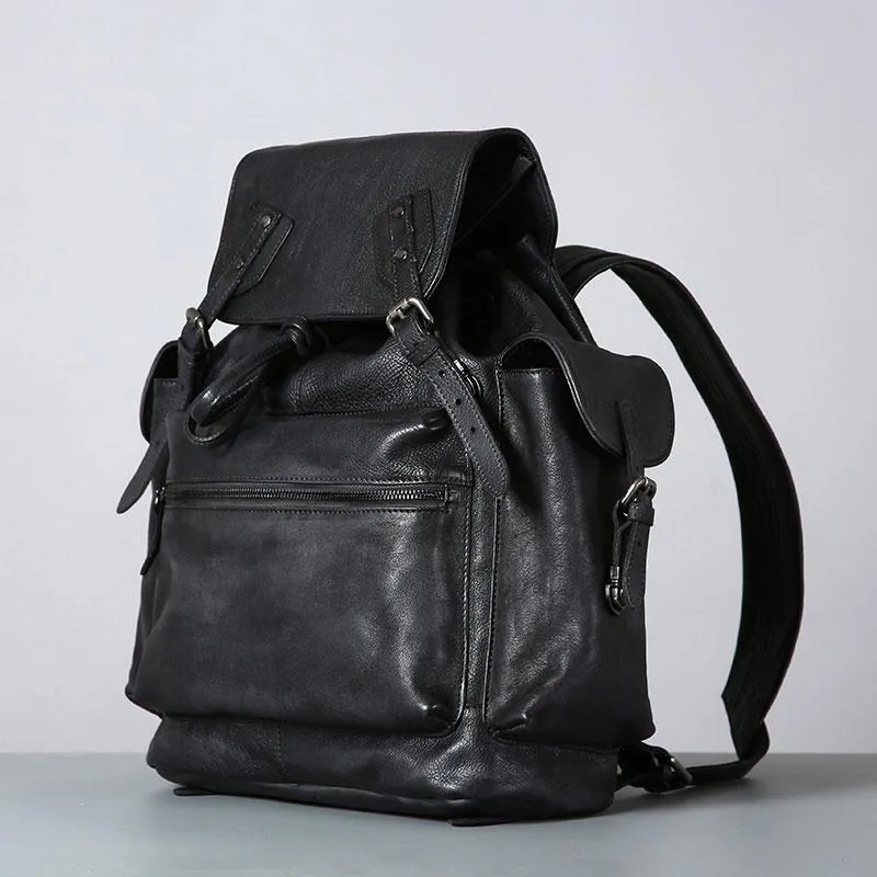 Handmade Leather Mens Cool Backpack Large Travel Backpack Hiking Backpack for Men