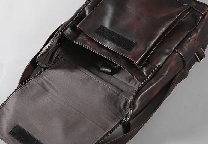 Handmade Leather Mens Cool Backpack Large Travel Backpacks for Men