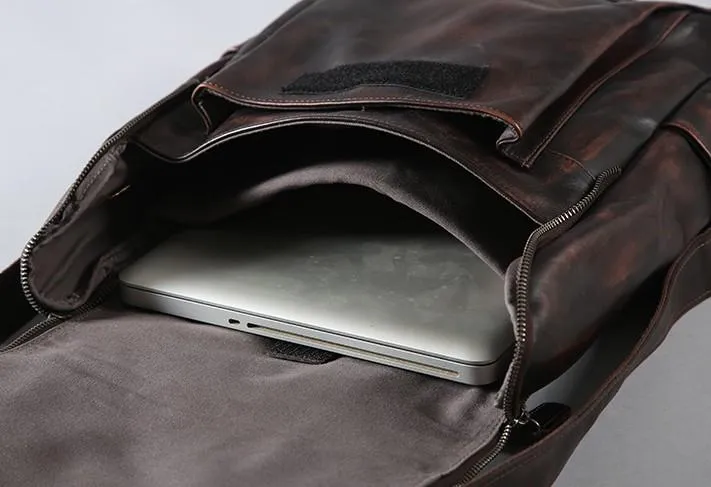 Handmade Leather Mens Cool Backpack Large Travel Backpacks for Men