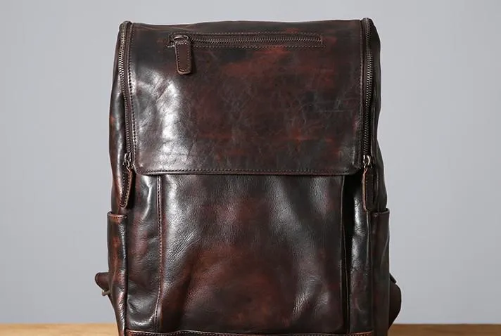 Handmade Leather Mens Cool Backpack Large Travel Backpacks for Men