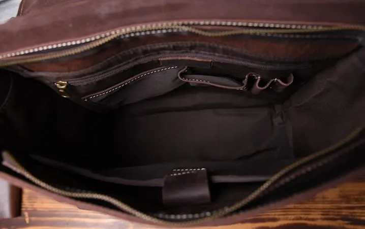 Handmade Leather Mens Cool Backpack Messenger Bag Briefcase Work Bag Business Bag for men