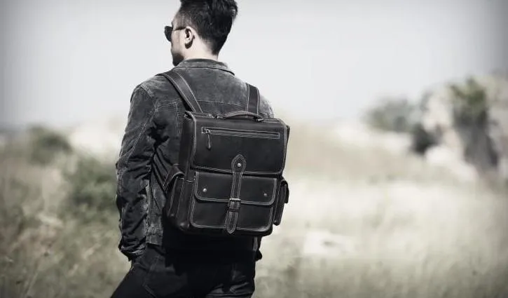 Handmade Leather Mens Cool Backpack Messenger Bag Briefcase Work Bag Business Bag for men