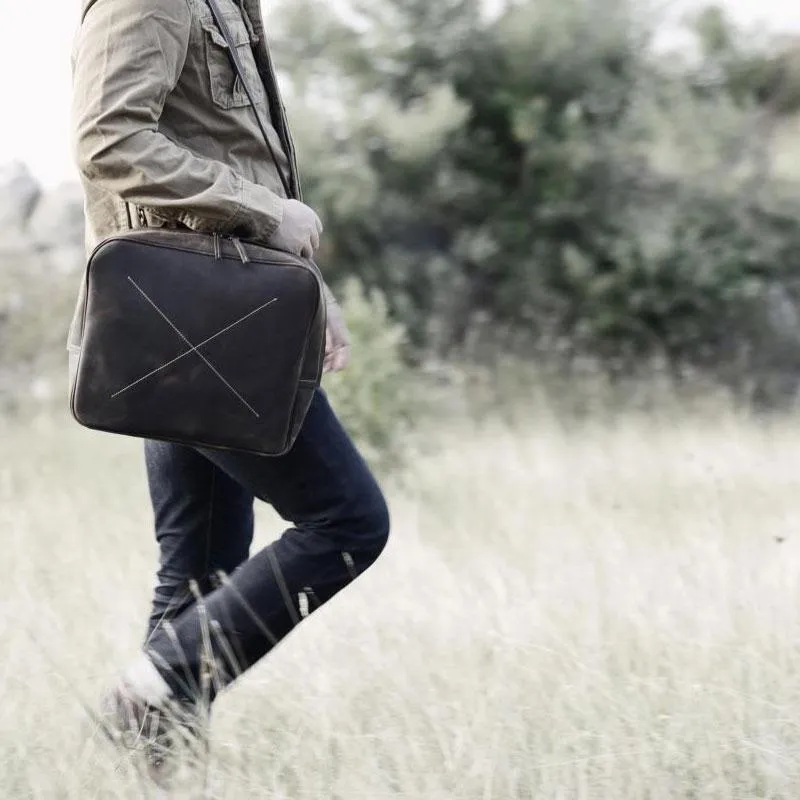 Handmade Leather Mens Cool Backpack Messenger Bag Briefcase Work Bag Business Bag for men