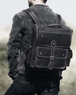 Handmade Leather Mens Cool Backpack Messenger Bag Briefcase Work Bag Business Bag for men