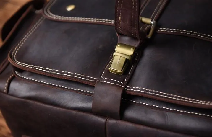 Handmade Leather Mens Cool Backpack Messenger Bag Briefcase Work Bag Business Bag for men