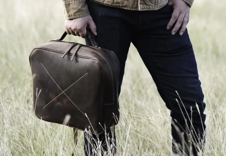 Handmade Leather Mens Cool Backpack Messenger Bag Briefcase Work Bag Business Bag for men