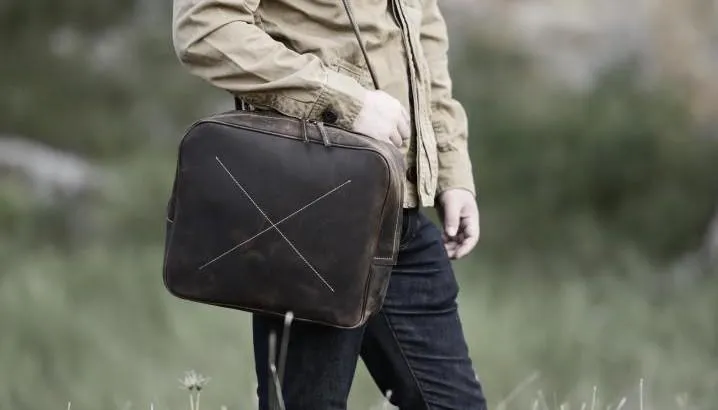 Handmade Leather Mens Cool Backpack Messenger Bag Briefcase Work Bag Business Bag for men