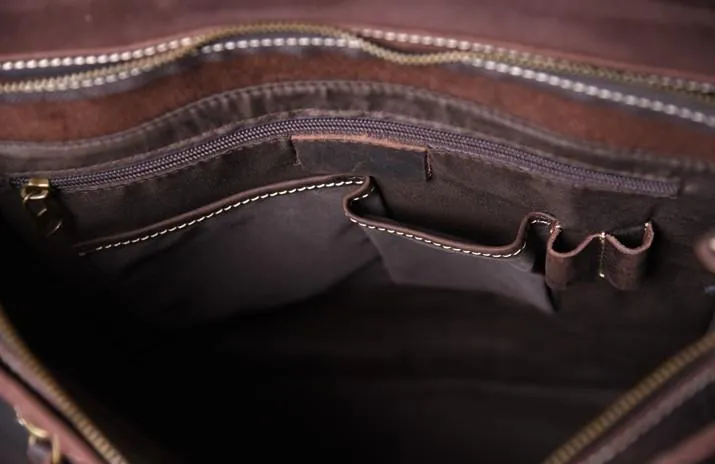 Handmade Leather Mens Cool Backpack Messenger Bag Briefcase Work Bag Business Bag for men