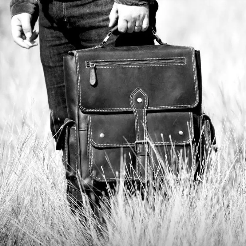 Handmade Leather Mens Cool Backpack Messenger Bag Briefcase Work Bag Business Bag for men
