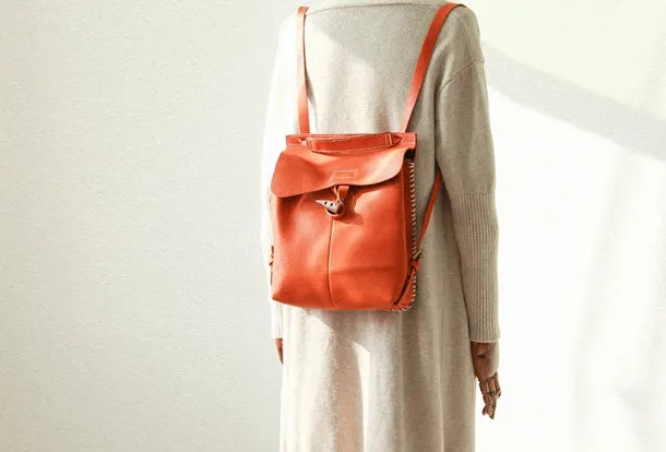 Handmade Leather Womens Backpack School Backpack Purse for Women