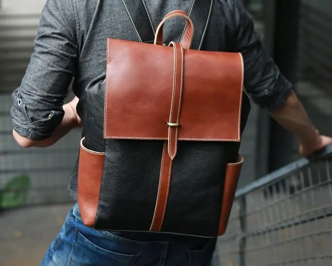 Handmade Mens Leather Backpacks Cool Travel Backpacks Laptop Backpack for men