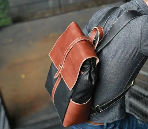 Handmade Mens Leather Backpacks Cool Travel Backpacks Laptop Backpack for men