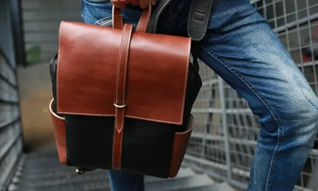 Handmade Mens Leather Backpacks Cool Travel Backpacks Laptop Backpack for men