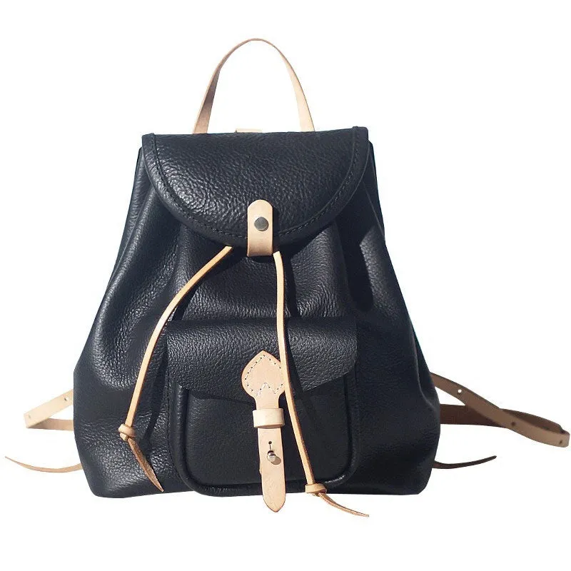 Handmade Women Leather Black Backpack Cute Backpack for Women